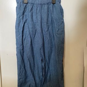 FLAX Blue Linen Flare Pants
